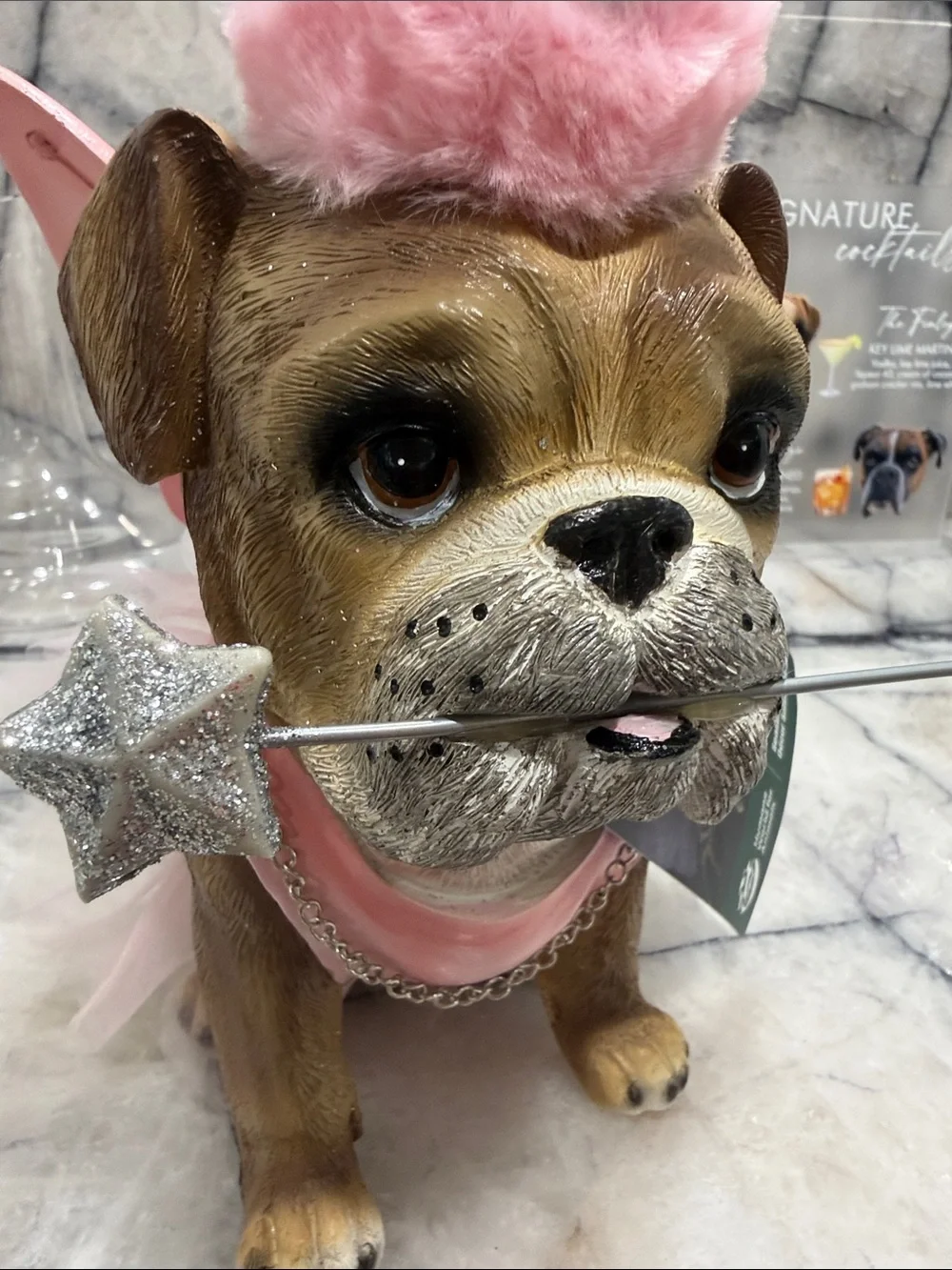 Adorable English Bulldog Princess Fairy Figurine Decor